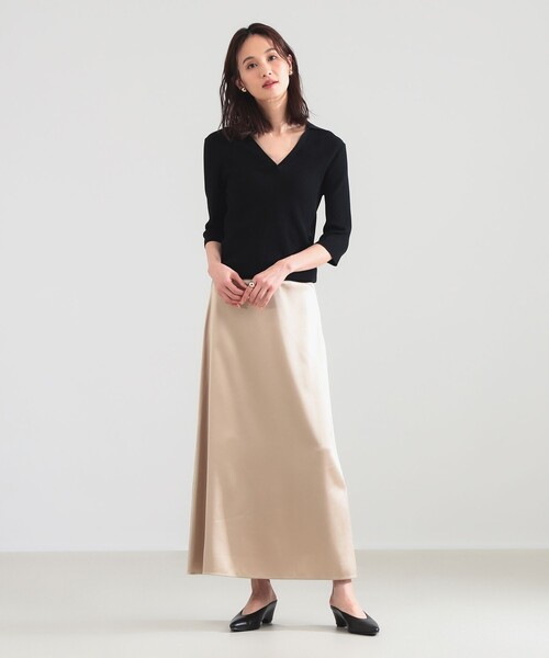 Demi-Luxe BEAMS（デミルクス ビームス）の「【4/2値下げ】トリアセ ポリエステル フラットサテン スカート（スカート・レディース・ベージュ/ネイビー・36/38）」の15枚目の写真