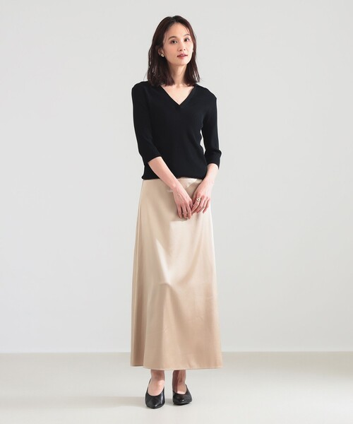 Demi-Luxe BEAMS（デミルクス ビームス）の「【4/2値下げ】トリアセ ポリエステル フラットサテン スカート（スカート・レディース・ベージュ/ネイビー・36/38）」の16枚目の写真