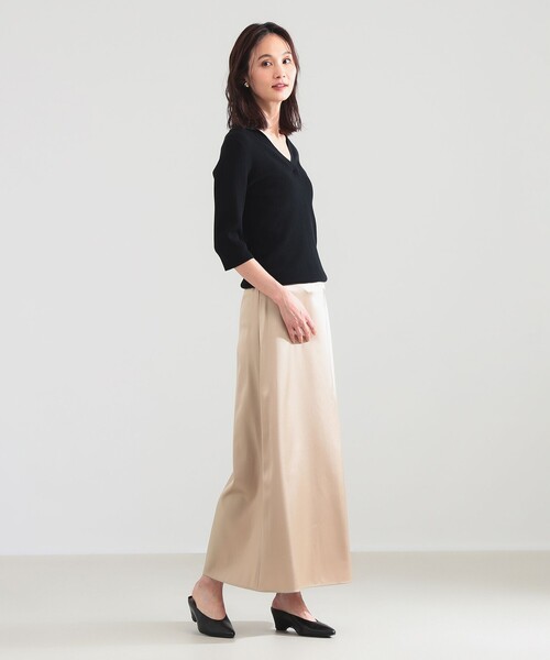 Demi-Luxe BEAMS（デミルクス ビームス）の「【4/2値下げ】トリアセ ポリエステル フラットサテン スカート（スカート・レディース・ベージュ/ネイビー・36/38）」の17枚目の写真