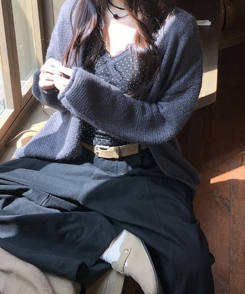 SHEPP（シープ）の「【26年春新作】ドットレース切り替えスリムロンT（Tシャツ/カットソー・レディース・ブラック/カーキ・M/L）」の13枚目の写真