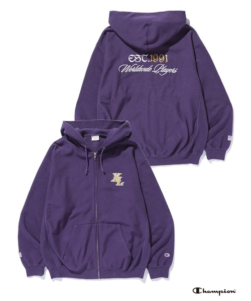 Champion（チャンピオン）の「XLARGE×Champion ZIPUP HOODED SWEATSHIRT（パーカー・メンズ・ブラウン/ブラック/アッシュ/パープル・S/XL/L/M）」の4枚目の写真