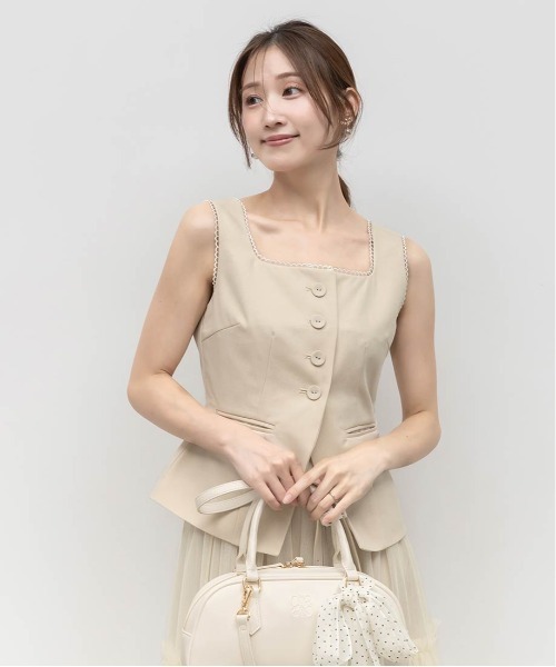 RANDA(ランダ)の「ジレ&チュールスカートセット(ワンピース・レディース・クリーム/グレー/グレイッシュベージュ・1/0)」の14枚目の写真