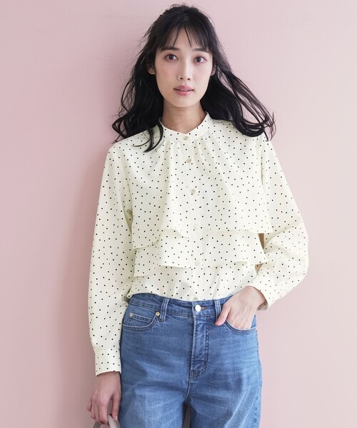 ANY SIS(エニィスィス)の「ラッフルレイヤード ブラウス(シャツ/ブラウス・レディース・スカイブルー系1/アイボリー系5/オレンジ系1/ネイビー系5・MEDIUM)」の2枚目の写真
