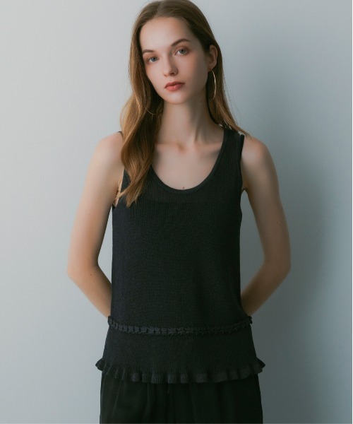 SERENO(セレーノ)の「リネンブレンド フリルトップス(Tシャツ/カットソー・レディース・ダークグレー・M/L/S)」の5枚目の写真