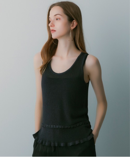 SERENO(セレーノ)の「リネンブレンド フリルトップス(Tシャツ/カットソー・レディース・ダークグレー・M/L/S)」の6枚目の写真