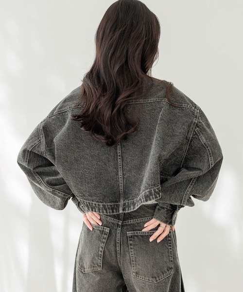 Heather（ヘザー）の「デニムリボンショートジャケット　647635（デニムジャケット・レディース・ブラック/ベージュ・FREE）」の6枚目の写真