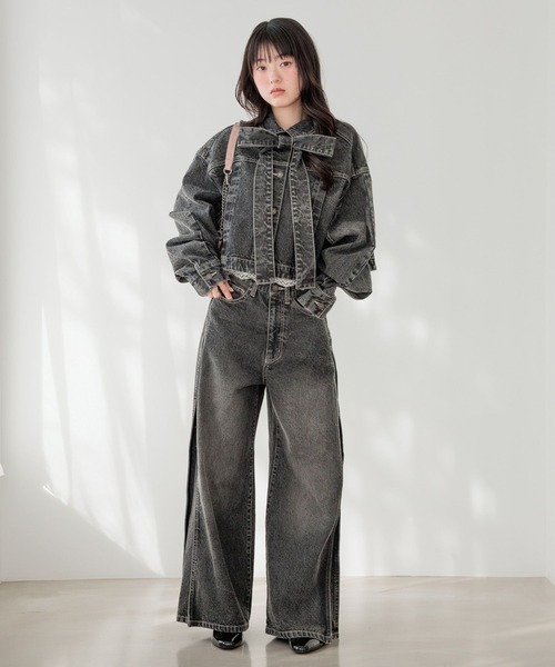 Heather（ヘザー）の「デニムリボンショートジャケット　647635（デニムジャケット・レディース・ブラック/ベージュ・FREE）」の10枚目の写真