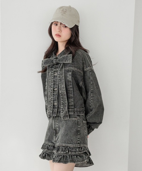 Heather（ヘザー）の「デニムリボンショートジャケット　647635（デニムジャケット・レディース・ブラック/ベージュ・FREE）」の16枚目の写真