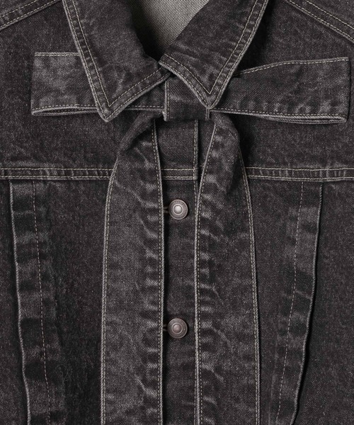 デニムリボンショートジャケット 647635（デニムジャケット）｜Heather