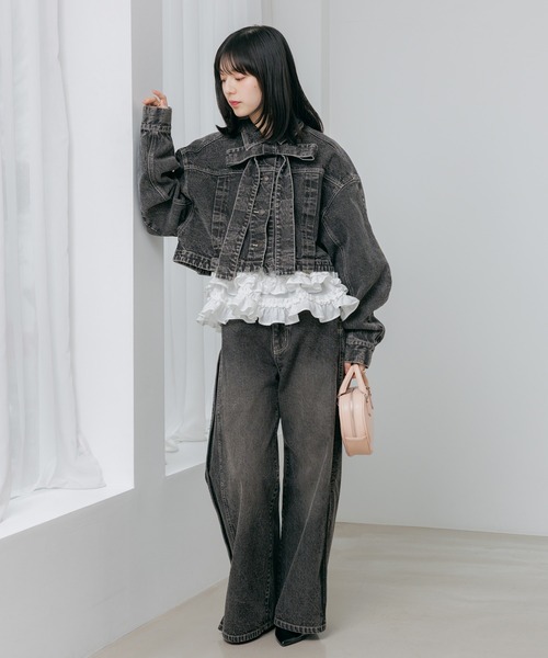 デニムリボンショートジャケット 647635（デニムジャケット）｜Heather