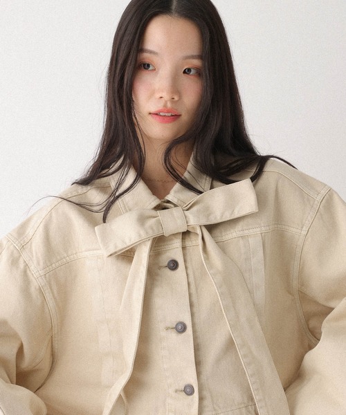 デニムリボンショートジャケット 647635（デニムジャケット）｜Heather