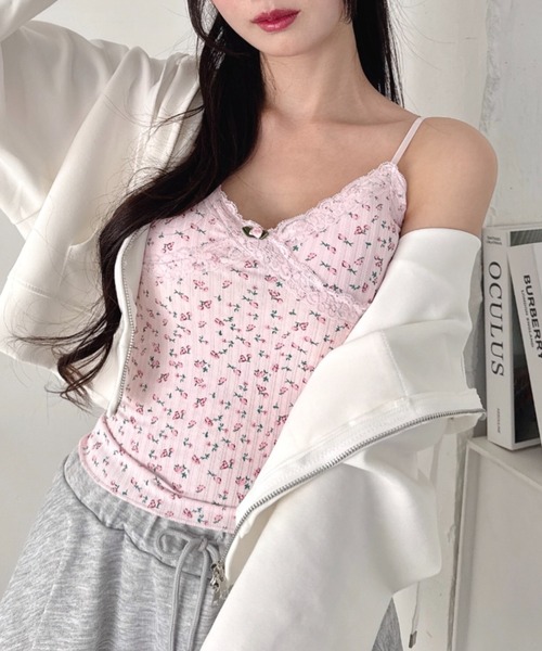 Loueme(ルエム)の「ローズガーデンキャミソール(キャミソール・レディース・ホワイト/ピンク・FREE)」の2枚目の写真