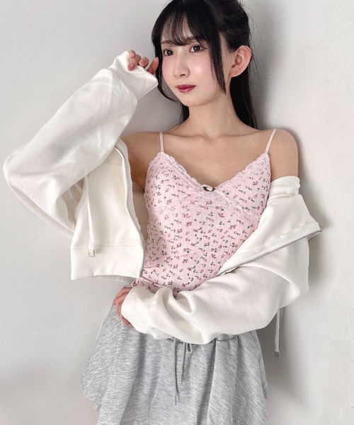 Loueme(ルエム)の「ローズガーデンキャミソール(キャミソール・レディース・ホワイト/ピンク・FREE)」の9枚目の写真