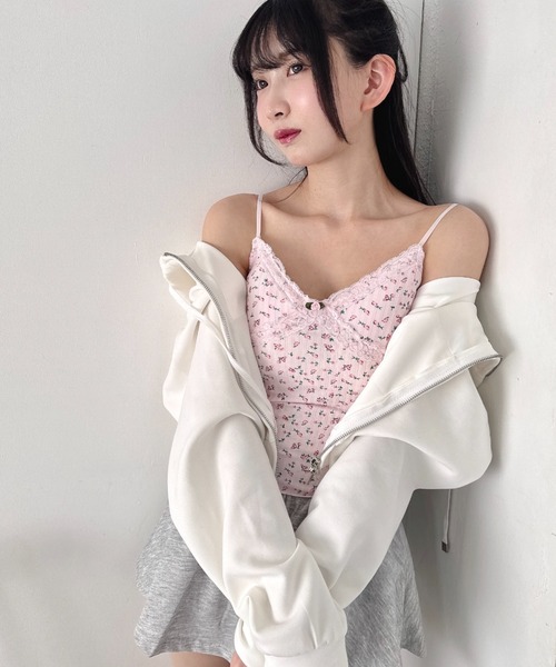 Loueme(ルエム)の「ローズガーデンキャミソール(キャミソール・レディース・ホワイト/ピンク・FREE)」の10枚目の写真