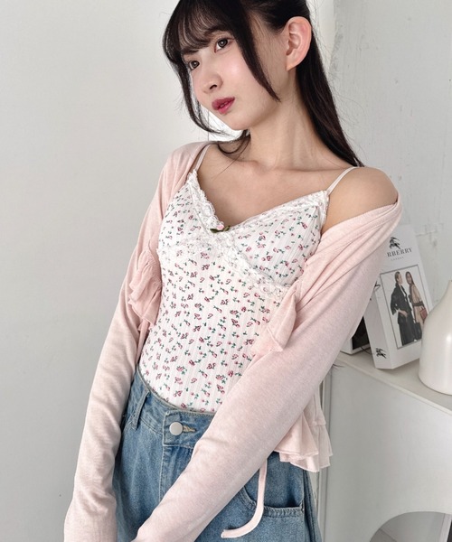 Loueme(ルエム)の「ローズガーデンキャミソール(キャミソール・レディース・ホワイト/ピンク・FREE)」の5枚目の写真