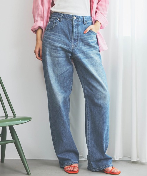SOMETHING（サムシング）の「SOMETHING ELSA LOOSE STRAIGHT/ルーズストレートデニムパンツ（デニムパンツ・レディース・インディゴブルー/ライトインディゴブルー・X-SMALL/SMALL/MEDIUM/LARGE）」の2枚目の写真