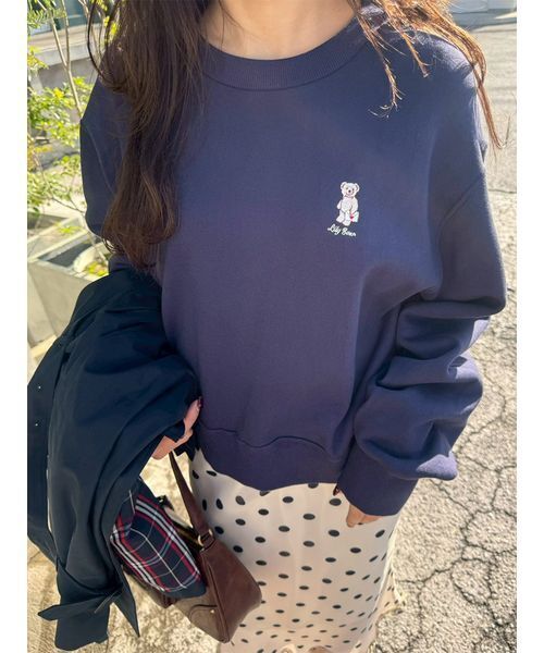 LILY BROWN（リリーブラウン）の「Lily Bearラブレターモチーフスウェット（スウェット・レディース・チャコールグレー/ターコイズブルー/ネイビー/ピンク・F）」の3枚目の写真