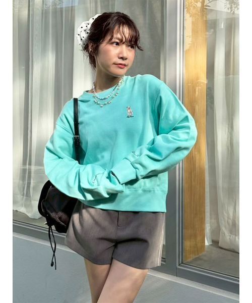 LILY BROWN（リリーブラウン）の「Lily Bearラブレターモチーフスウェット（スウェット・レディース・チャコールグレー/ターコイズブルー/ネイビー/ピンク・F）」の4枚目の写真