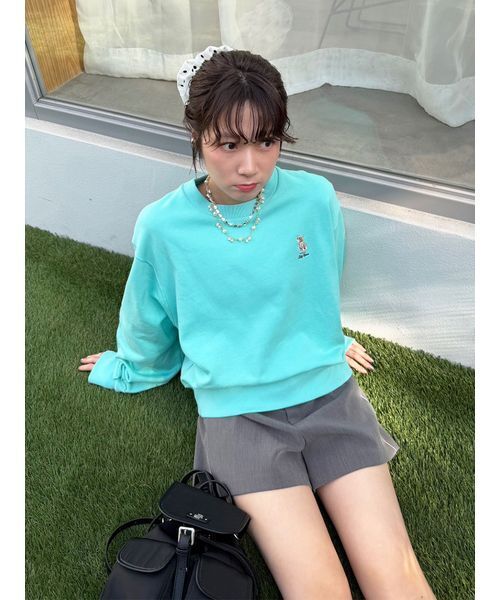 LILY BROWN（リリーブラウン）の「Lily Bearラブレターモチーフスウェット（スウェット・レディース・チャコールグレー/ターコイズブルー/ネイビー/ピンク・F）」の5枚目の写真