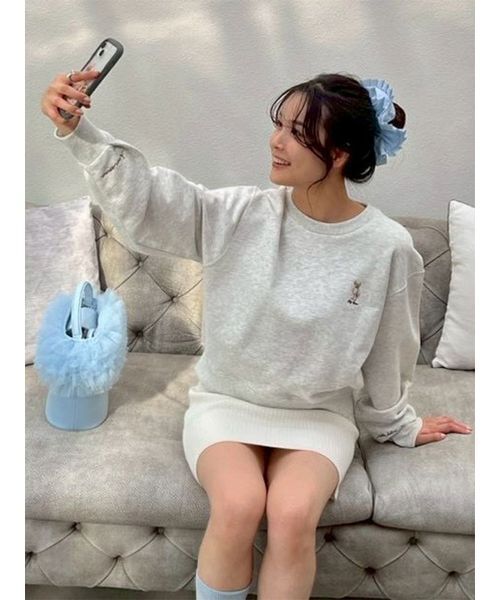 LILY BROWN（リリーブラウン）の「Lily Bearラブレターモチーフスウェット（スウェット・レディース・チャコールグレー/ターコイズブルー/ネイビー/ピンク・F）」の13枚目の写真