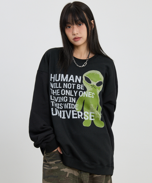 HOODHOOD(フッドフッド)の「エイリアンスローガンマンツーマンブラック(スウェット・レディース・その他・1/2)」の3枚目の写真