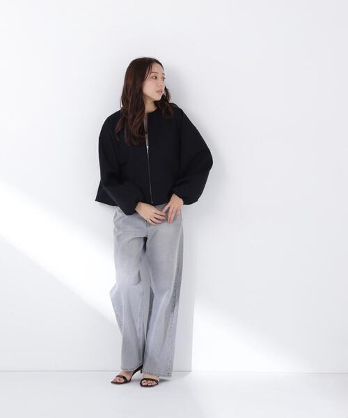 NATURAL BEAUTY BASIC(ナチュラルビューティーベーシック)の「◇ノーカラーダンボールブルゾン(ブルゾン・レディース・ブラック/オフホワイト/ベージュ・FREE)」の5枚目の写真