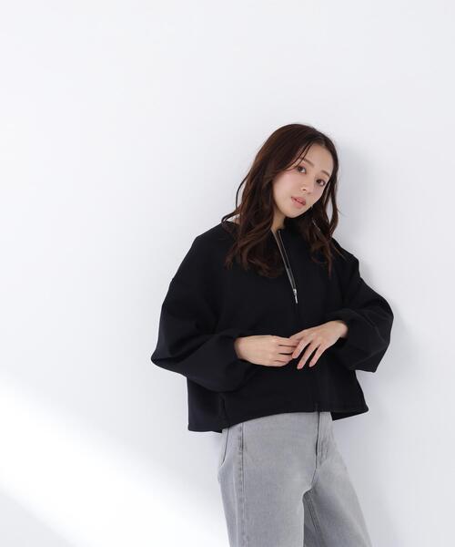 NATURAL BEAUTY BASIC(ナチュラルビューティーベーシック)の「◇ノーカラーダンボールブルゾン(ブルゾン・レディース・ブラック/オフホワイト/ベージュ・FREE)」の6枚目の写真