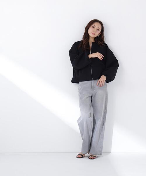 NATURAL BEAUTY BASIC(ナチュラルビューティーベーシック)の「◇ノーカラーダンボールブルゾン(ブルゾン・レディース・ブラック/オフホワイト/ベージュ・FREE)」の7枚目の写真