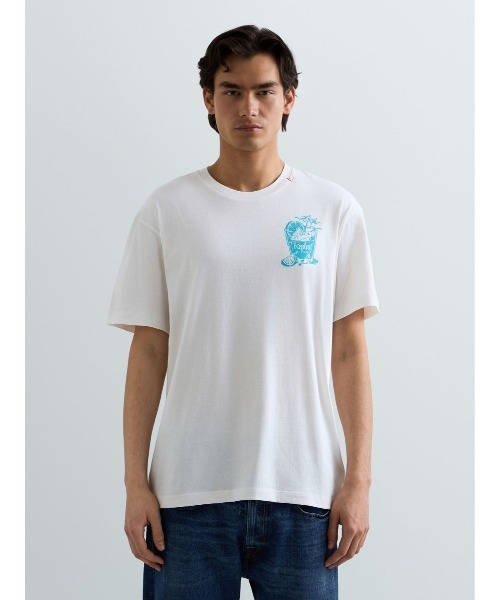 REPLAY(リプレイ)の「ベーシックジャージーカクテルプリント Tシャツ(Tシャツ/カットソー・メンズ・ホワイト/エメラルド/ペールイエロー・LARGE/MEDIUM/SMALL/X-LARGE)」の1枚目の写真