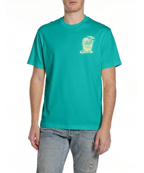 REPLAY(リプレイ)の「ベーシックジャージーカクテルプリント Tシャツ(Tシャツ/カットソー・メンズ・ホワイト/エメラルド/ペールイエロー・LARGE/MEDIUM/SMALL/X-LARGE)」の2枚目の写真