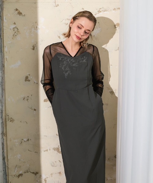 DONOBAN(ドノバン)の「【ANDRESD】lace panel accent dress 結婚式 パーティードレス オケージョンドレス お呼ばれ 二次会 成人式 同窓会(ドレス・レディース・ブラック/グレー・S/M/L)」の14枚目の写真