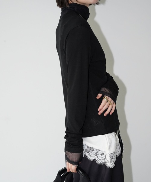 chuclla(チュクラ)の「レイヤードシアーネックトップス chw26s073(Tシャツ/カットソー・レディース・ホワイト/ブラック・FREE)」の11枚目の写真