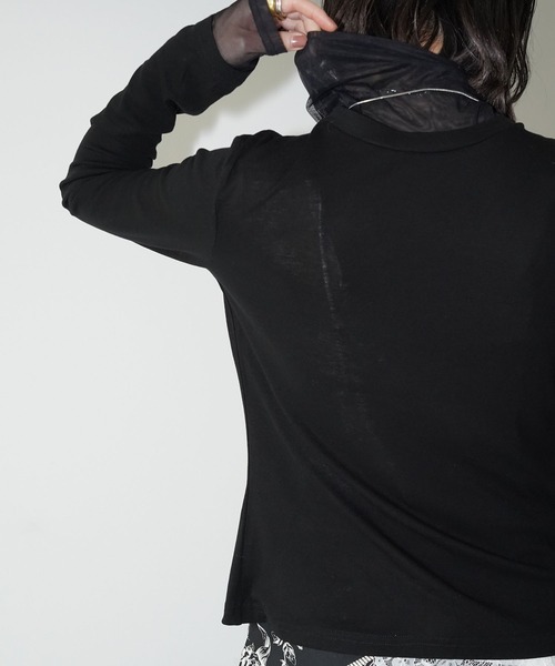 chuclla(チュクラ)の「レイヤードシアーネックトップス chw26s073(Tシャツ/カットソー・レディース・ホワイト/ブラック・FREE)」の12枚目の写真