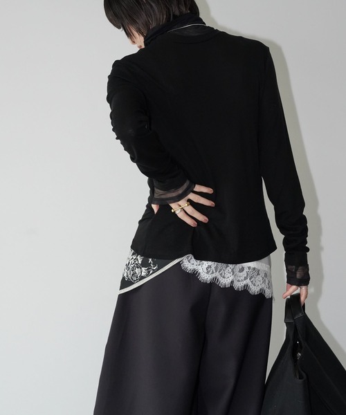 chuclla(チュクラ)の「レイヤードシアーネックトップス chw26s073(Tシャツ/カットソー・レディース・ホワイト/ブラック・FREE)」の14枚目の写真