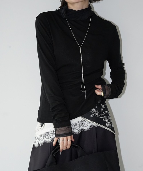 chuclla(チュクラ)の「レイヤードシアーネックトップス chw26s073(Tシャツ/カットソー・レディース・ホワイト/ブラック・FREE)」の15枚目の写真
