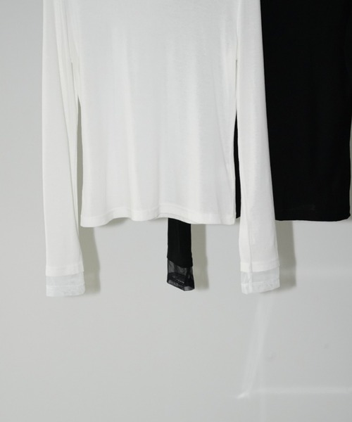 chuclla(チュクラ)の「レイヤードシアーネックトップス chw26s073(Tシャツ/カットソー・レディース・ホワイト/ブラック・FREE)」の18枚目の写真
