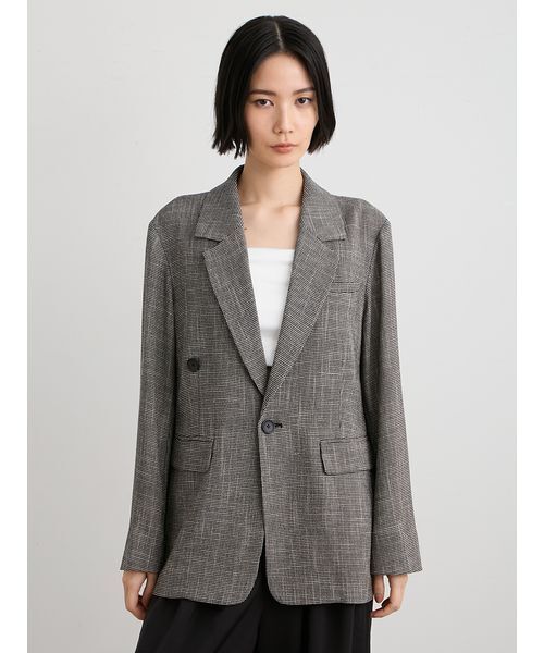 MIESROHE（ミースロエ）の「【セットアップ対応】からみ織り2WAYジャケット（テーラードジャケット・レディース・アイボリー/マルチ/ブラック・0/1）」の7枚目の写真