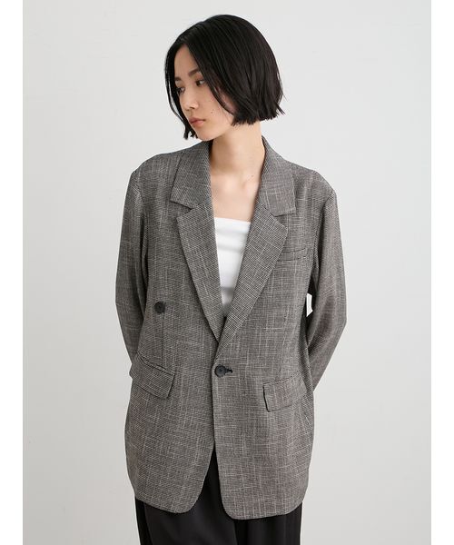 MIESROHE（ミースロエ）の「【セットアップ対応】からみ織り2WAYジャケット（テーラードジャケット・レディース・アイボリー/マルチ/ブラック・0/1）」の8枚目の写真
