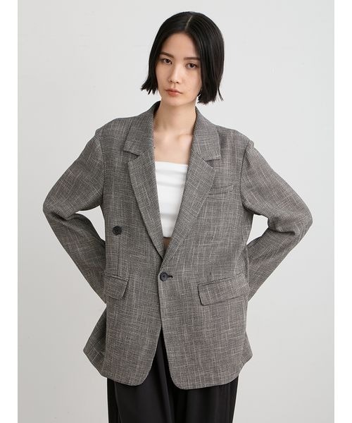 MIESROHE（ミースロエ）の「【セットアップ対応】からみ織り2WAYジャケット（テーラードジャケット・レディース・アイボリー/マルチ/ブラック・0/1）」の10枚目の写真
