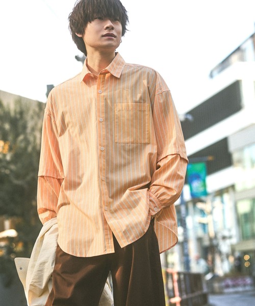 niko and...（ニコアンド）の「2WAYラインシャツ（シャツ/ブラウス・メンズ・ブルー/オレンジ・MEDIUM/BIG(L)）」の20枚目の写真