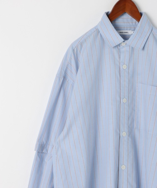 niko and...（ニコアンド）の「2WAYラインシャツ（シャツ/ブラウス・メンズ・ブルー/オレンジ・MEDIUM/BIG(L)）」の3枚目の写真