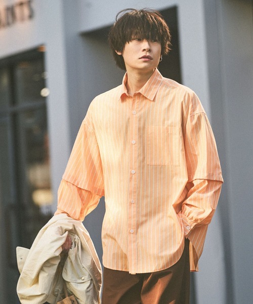 niko and...（ニコアンド）の「2WAYラインシャツ（シャツ/ブラウス・メンズ・ブルー/オレンジ・MEDIUM/BIG(L)）」の18枚目の写真