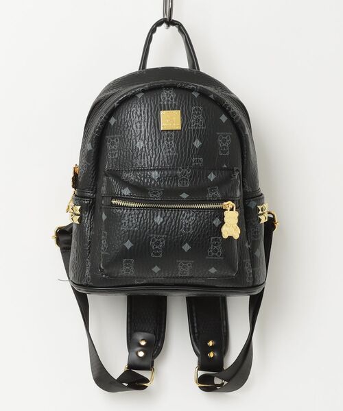 FUNALIVE（ファンアライブ）の「「URCON RDALUO」ブランドBEAR総柄ゴールド付属ポイント　DAY BAG -M（バックパック/リュック・レディース・ホワイト/ブラック/ピンク・FREE）」の3枚目の写真