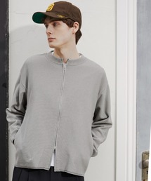 PUBLIC TOKYO | ジップアップクルーネックカーデ　/ウォッシャブル/ニット/セーター/カーディガン(カーディガン/ボレロ)