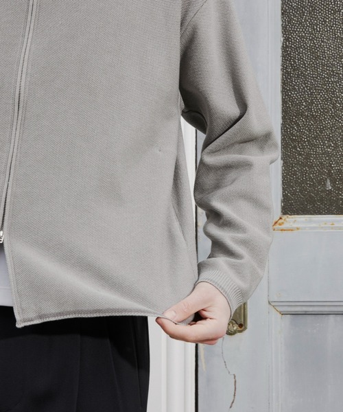 PUBLIC TOKYO(パブリックトウキョウ)の「ジップアップクルーネックカーデ /ウォッシャブル/ニット/セーター/カーディガン(カーディガン/ボレロ・メンズ・ライトグレー/ブラック・1/2)」の8枚目の写真