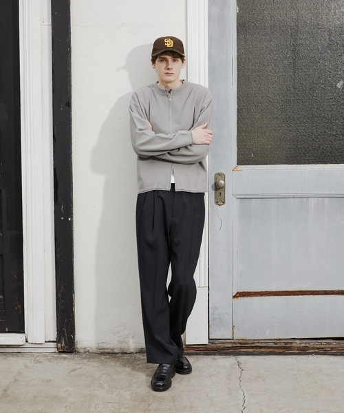 PUBLIC TOKYO(パブリックトウキョウ)の「ジップアップクルーネックカーデ /ウォッシャブル/ニット/セーター/カーディガン(カーディガン/ボレロ・メンズ・ライトグレー/ブラック・1/2)」の10枚目の写真