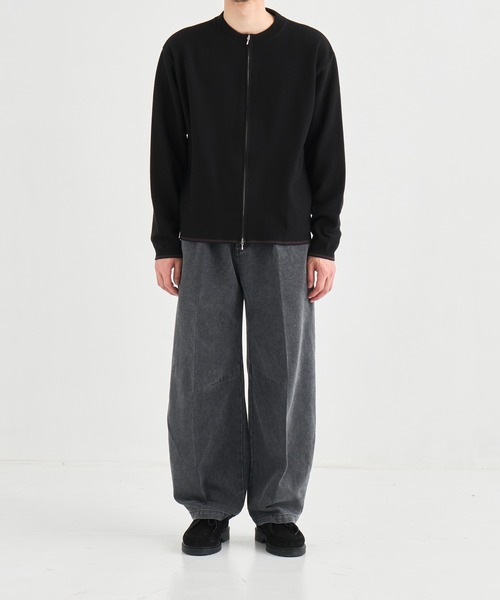 PUBLIC TOKYO(パブリックトウキョウ)の「ジップアップクルーネックカーデ /ウォッシャブル/ニット/セーター/カーディガン(カーディガン/ボレロ・メンズ・ライトグレー/ブラック・1/2)」の12枚目の写真