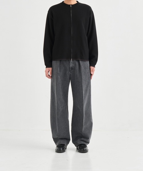 PUBLIC TOKYO(パブリックトウキョウ)の「ジップアップクルーネックカーデ /ウォッシャブル/ニット/セーター/カーディガン(カーディガン/ボレロ・メンズ・ライトグレー/ブラック・1/2)」の13枚目の写真