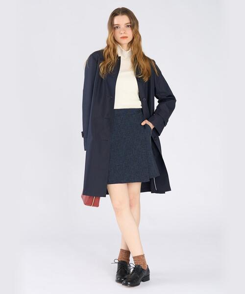 To b. by agnes b.（トゥービーバイアニエスベー）の「ツイル Aライン コート ”Pimilico”（ステンカラーコート・レディース・ネイビー・38/40/36）」の4枚目の写真