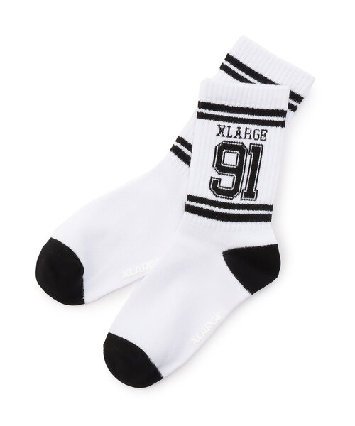 XLARGE KIDS（エクストララージキッズ）の「リブラインナンバリング クルーソックス（ソックス/靴下・キッズ・ホワイト/ブラック/ブルー・15-17cm/13-15cm/19-21cm/17-19cm）」の2枚目の写真